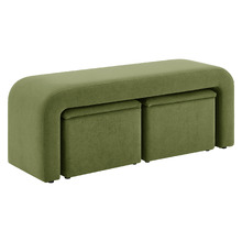 3 Piece Avalon Velvet Bench & Storage Ottoman Set